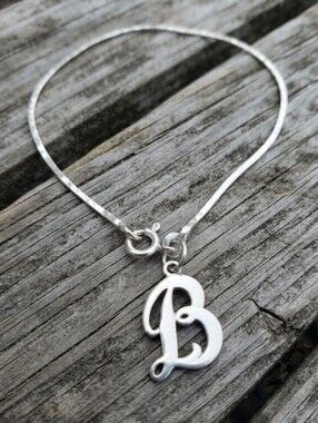 Sterling Silver Initial " B " Charm Bracelet